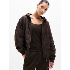New Athleta L Upfield Bomber Jacket Truffle Brown Large